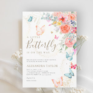 Little Butterfly Bright Garden Baby Girl Shower Invitation