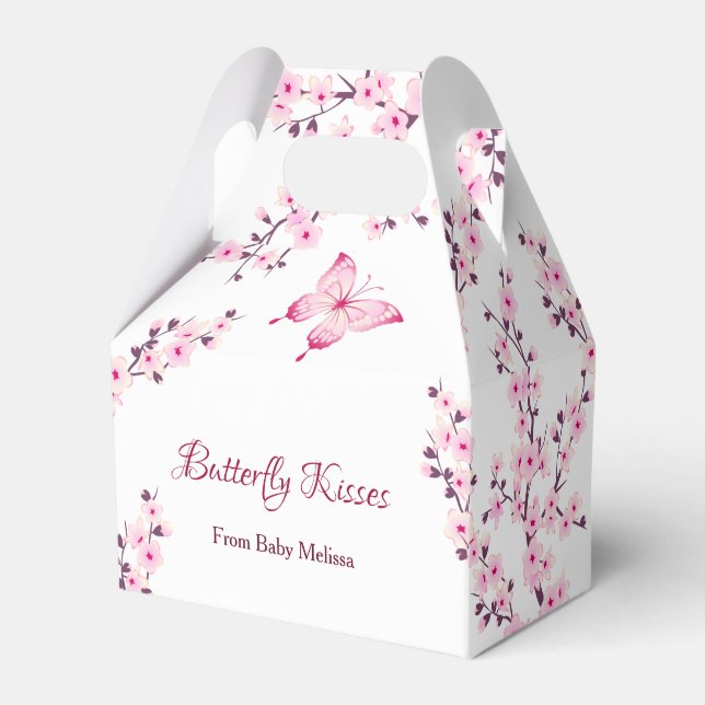 Little Butterfly Cherry Blossom Baby Shower Favour Box (Front Side)