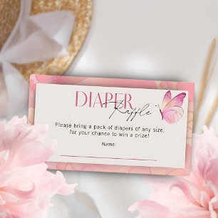 Little Butterfly Diaper Raffle Baby Shower Game Enclosure Card