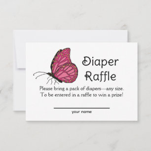 Little Butterfly Diaper Raffle Enclosure Card
