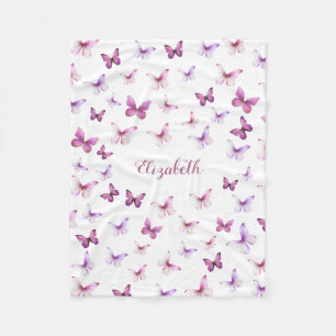 Little Butterfly First Birthday Baby Girl  Fleece Blanket