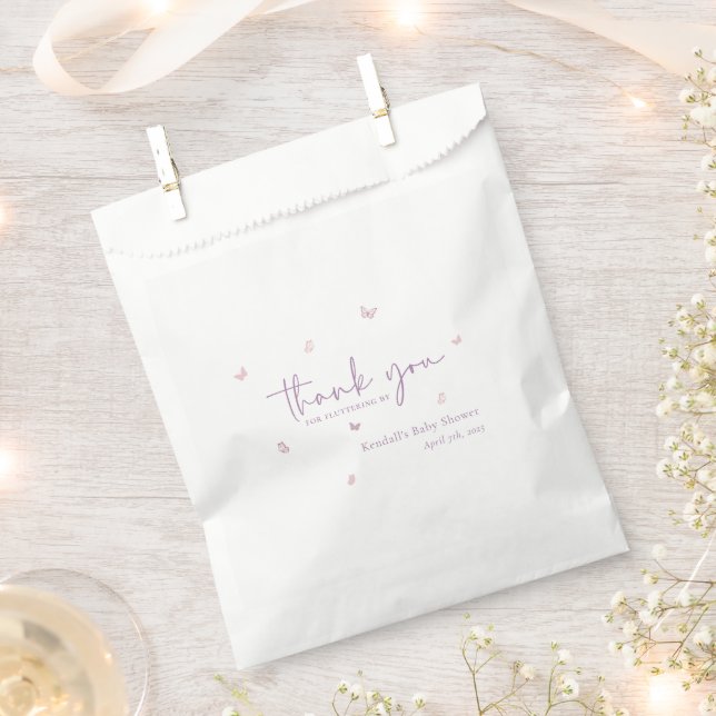 Little Butterfly Garden Baby Shower Thank You Favour Bag (Clipped)