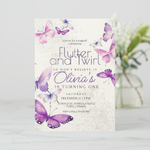 Little Butterfly Girl 1st Birthday Party  Invitation