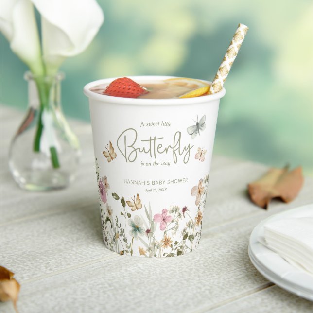 Little Butterfly Girl Baby Shower Paper Cups (Insitu)