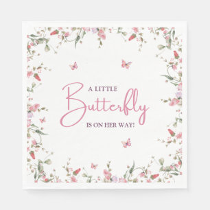 Little Butterfly Girl Watercolor Baby Shower  Napkin