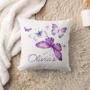 Little Butterfly Girls Name 1st Birthday Party Cushion