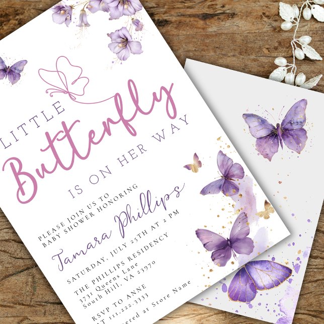 Little Butterfly Is On Her Way Baby Shower Floral Invitation (Creator Uploaded)