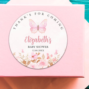 Little Butterfly is on the Way, Baby Shower  Classic Round Sticker