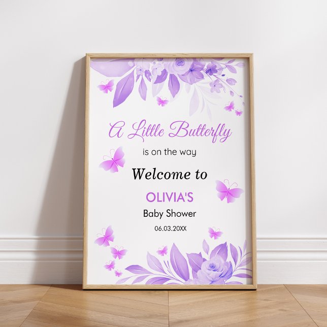 Little Butterfly is on the Way Baby Shower Welcome Poster (A Little Butterfly is on the Way Baby Shower Welcome Sign   )