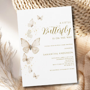 Little Butterfly Ivory Gender Neutral Baby Shower  Invitation