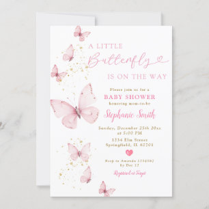 Little Butterfly On The Way Baby Shower Valentine Invitation