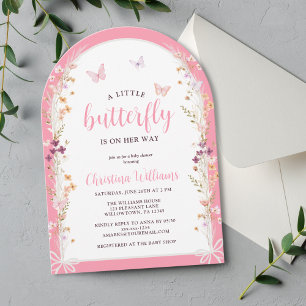 Little Butterfly On The Way Girl Baby Shower Invitation