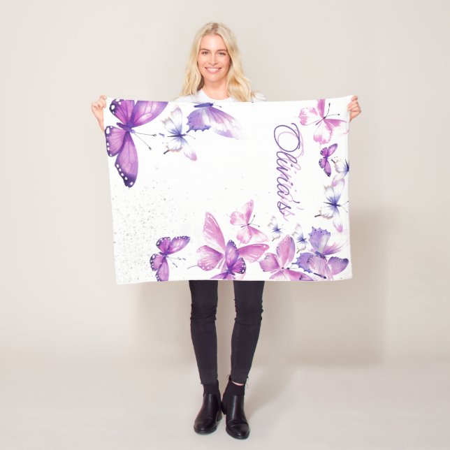 Little Butterfly Personalised Gift Birthday Party  Fleece Blanket (In Situ)