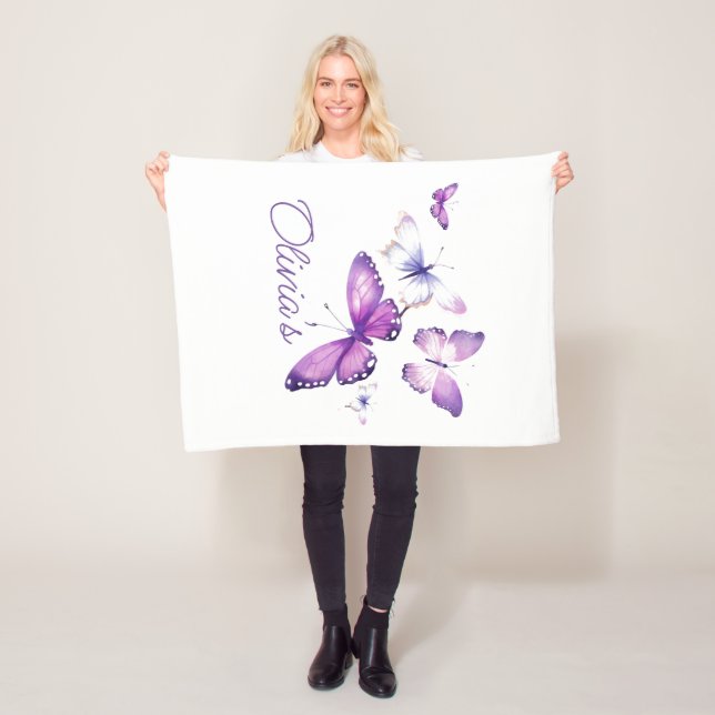Little Butterfly Personalised Gift Birthday Party  Fleece Blanket (In Situ)