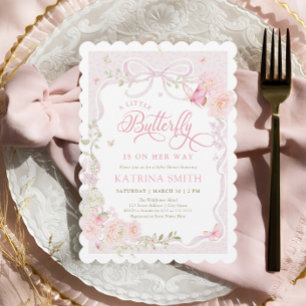 Little Butterfly Pink Baby Shower Invitation