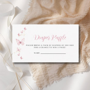Little Butterfly Pink Diaper Raffle Baby Shower Enclosure Card