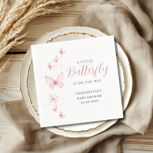 Little Butterfly Pink Girl Baby Shower Napkin (Creator Uploaded)