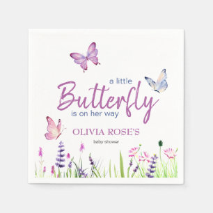 Little Butterfly Pink Purple Girl Baby Shower Napkin