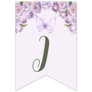 Little Butterfly Purple Floral Baby Shower Bunting