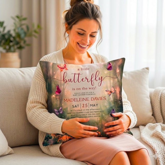 Little Butterfly Watercolor Baby Shower Cushion (Creator Uploaded)