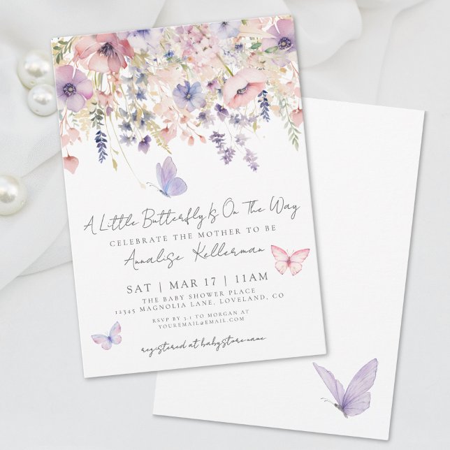 Little Butterfly Wildflower Baby Shower Invitation (Little Butterfly Wildflower Baby Shower Invitation)