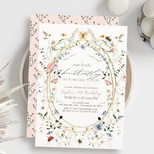 Little Butterfly Wildflower Bee Girl Birthday Invitation