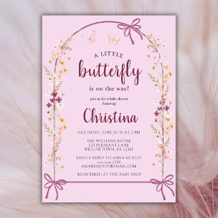 Little Butterfly Wildflower Boho Baby Shower Invitation