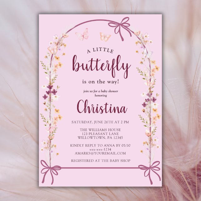 Little Butterfly Wildflower Boho Baby Shower Invitation (Creator Uploaded)