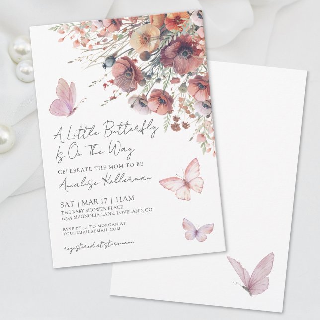 Little Butterfly Wildflower Fall Baby Shower Invitation (Little Butterfly Wildflower Fall Baby Shower Invitation)