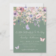 Little Butterfly Wildflower Green Baby Shower