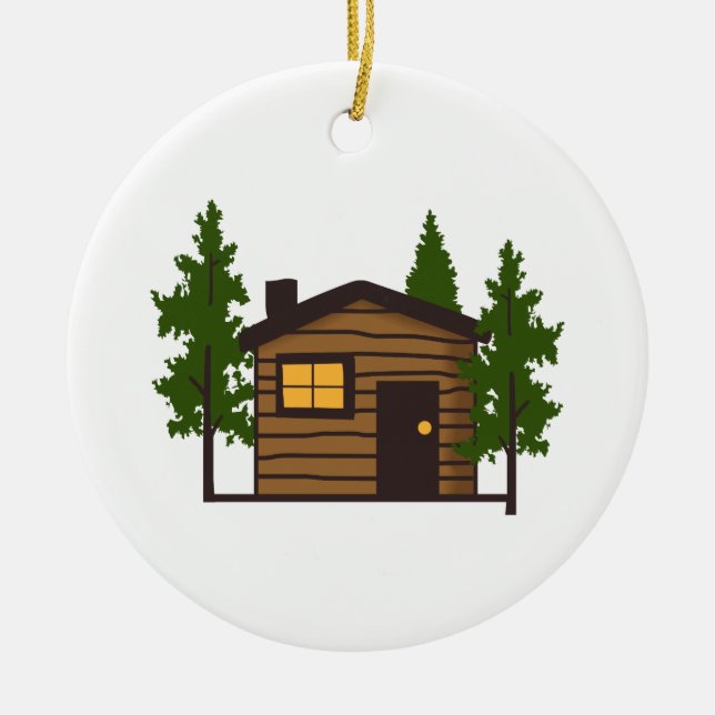 Little Cabin Ceramic Ornament (Front)