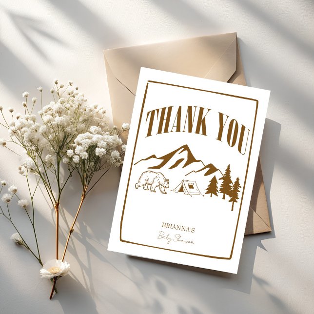 Little camper adventure boho baby shower thank you card (Little camper adventure awaits boho baby shower thank you cards terracotta modern sketch cards)