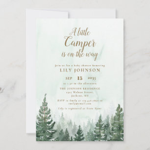 Little Camper Adventure Pine Forest Baby Shower Invitation