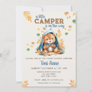 LITTLE CAMPER  BLUE WATERCOLOR BABY SHOWER INVITATION
