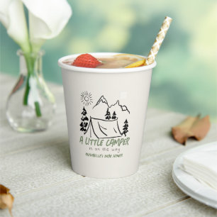 Little Camper Hand-drawn Tent Boy Baby Shower Paper Cups