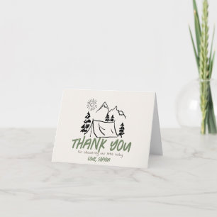 Little Camper Hand-drawn Tent Boy Baby Shower Thank You Card