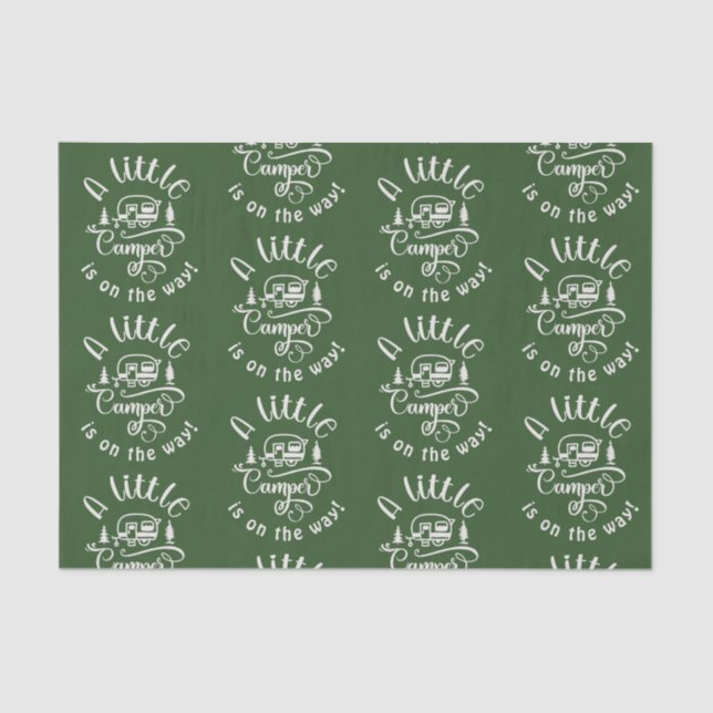 Little camper is on the way baby shower tissue paper (Front)