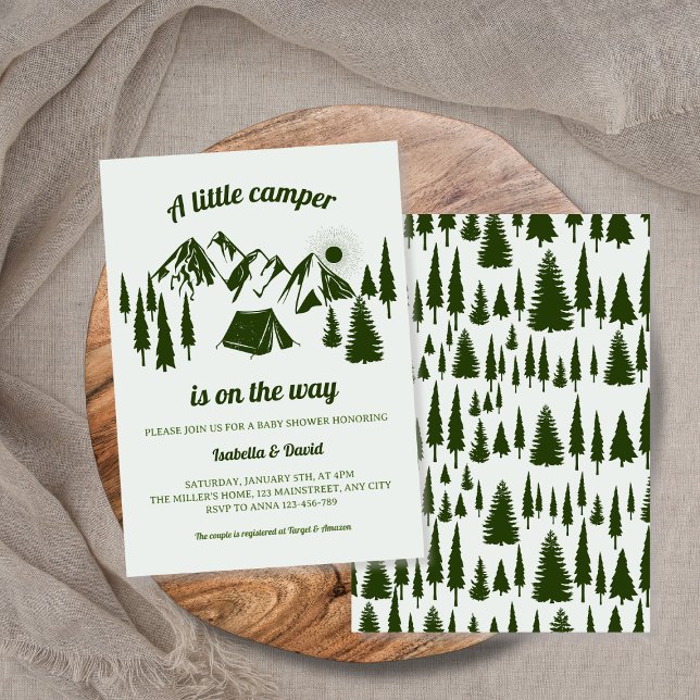 Little Camper Woodland Camping Baby Shower Invitation (Little Camper Woodland Camping Baby Shower Invitation)