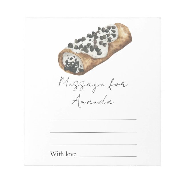 Little Cannoli Birthday Time capsule message Notepad (Front)