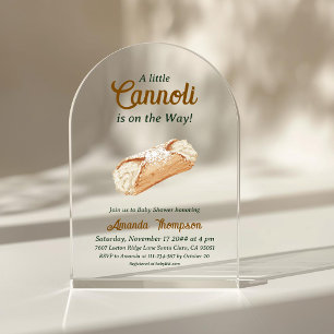 Little Cannoli Neutral Beige Italian Baby Shower Acrylic Invitations