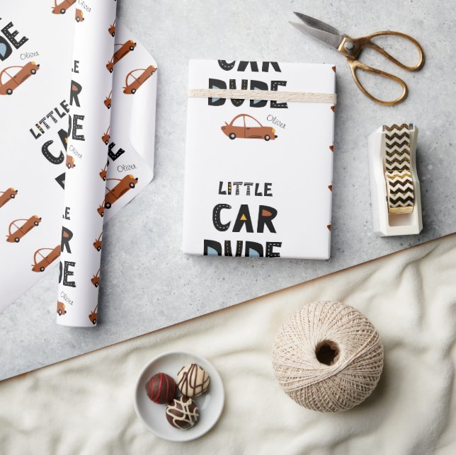 Little Car Dude First Name Boy Birthday Wrapping Paper (Crafts)