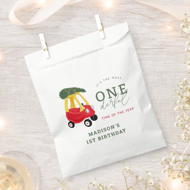 Little Car Holiday Onederful Birthday Favours  Favour Bag (Clipped)