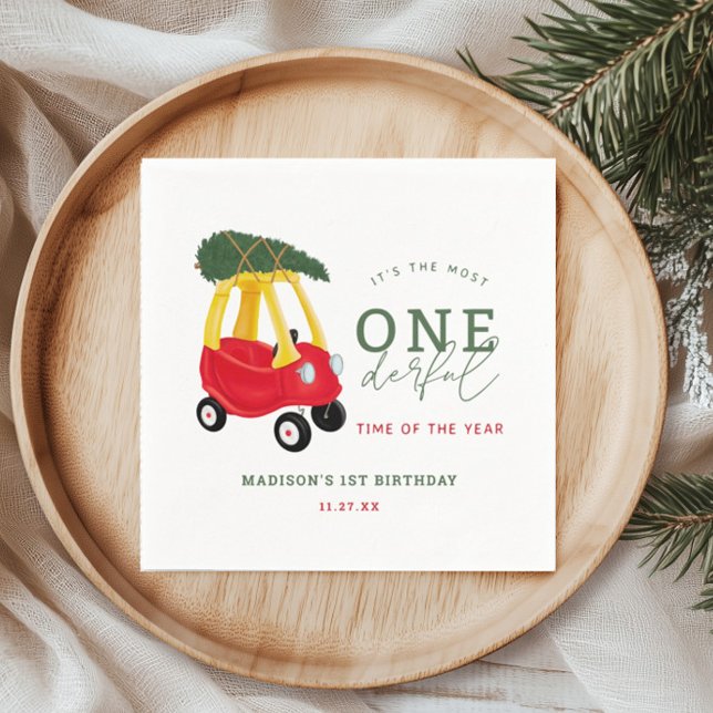 Little Car Holiday Onederful Birthday Party Napkin (Creator Uploaded)