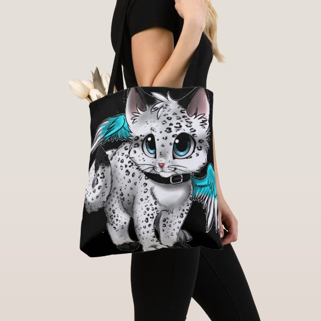 Little Cartoon Angel Cat Tote Bag (Close Up)