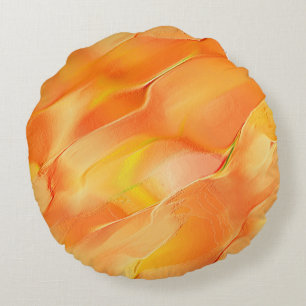 Little carved in yellow and many orange round cushion