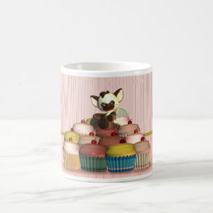 little cat angel on fairy cake, cupcake coffee mug