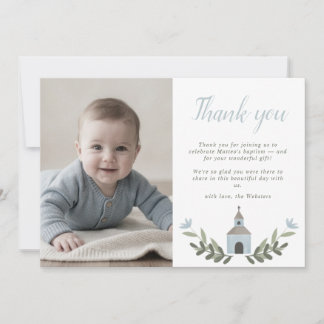 Little Chapel Round Thank You Card Blue 
