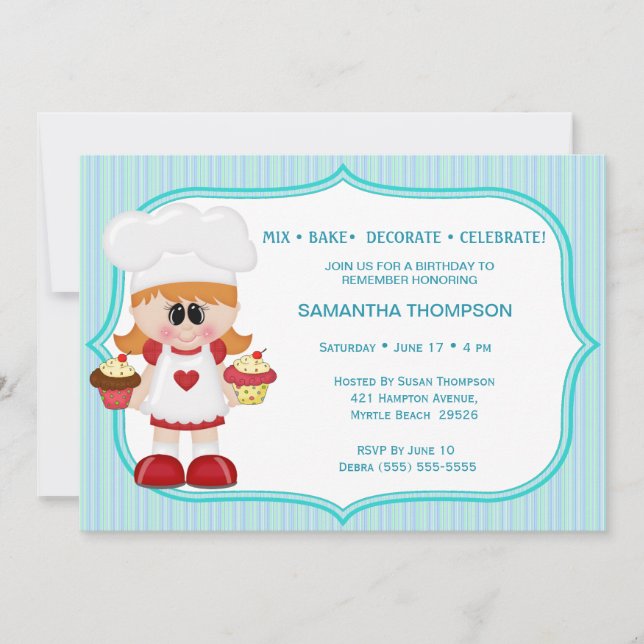 Little Chef Birthday Invitations (Front)