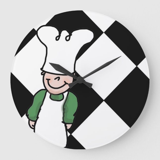 Little Chef Cartoon Kitchen Large Clock (Front)