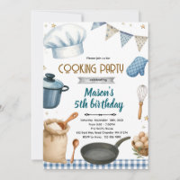 Little Chef cooking baking party invitation
